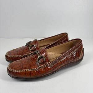Martin Dingman Saxon Men's US 8.5M Brown Alligator Grain Leather Horsebit Loafer